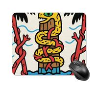 Snake Totem Pole Mouse Pad Square Laptop Mouse Mat Cute Computer Mousepad Keyboard Pad Non-Slip Desk Pads for Gaming Office Work Home 25 * 30cm