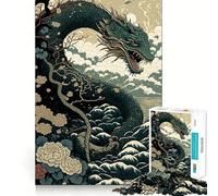 Snake Ukiyo E Japan China 1000 Pieces Jigsaw Puzzles for Adults Mind Exercise Toy Relax Time Precision Cut Stylish Gift (38x26cm)
