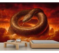 Snake Wallpaper Giant Snake Wall Mural Red Sky Lightning Wall Mural for Living Room tv Background Bedroom - 400 x 280 cm