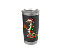 Snake Wearing Santa Hat Covered in Tangled Christmas Lights Stainless Steel Insulated Tumbler