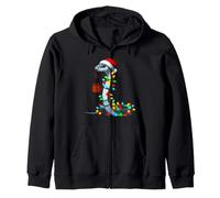 Snake Wearing Santa Hat Holding A Present Box Boys Cute Xmas Zip Hoodie