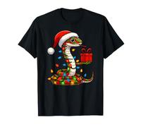 Snake Wearing Santa Hat Holding A Present Box Cute Boys Xmas T-Shirt