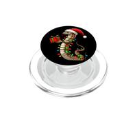 Snake Wearing Santa Hat Wrapped in Tangled String Lights PopSockets PopGrip for MagSafe