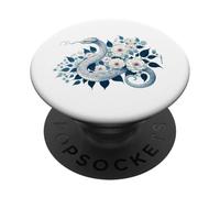 Snake White Flowers Animal Love Floral Magic PopSockets Adhesive PopGrip
