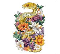 Snake Wooden Puzzles for Adults, Jigsaw Flower Puzzle 200 Pieces, Special Shape Puzzles with Wooden Box, Funny Challenging Puzzle for Adults