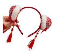 Snake Year Pompoms Buns Headband for Traditional Chinese Festival Celebration Fringed Hairhoop for Various Occasion