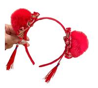 Snake Year Pompoms Buns Headband for Traditional Chinese Festival Celebration Fringed Hairhoop for Various Occasion
