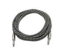 Snakebite Professional Guitar/Instrument Cable with Fabric Braid and Metal Plugs. TS Jack to Jack Lead. Suitable for guitar, bass, keyboards etc (6 metres, Silver/Black)