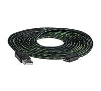 snakebyte USB Mesh Charge Cable Pro Elite Controller - 4m - Black-Green (Xbox One/PS4)