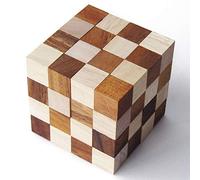 SNAKECUBE 4x4 - Brain teaser for Ages 12 and Above 6/6 Difficulty - Eco-friendly Solid Wood and CE Certified, brand Le Délirant®. Large 64 Piece Snake Cube 3D Puzzle. English solution provided.