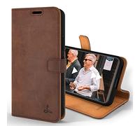 Snakehive Leather Wallet for Samsung Galaxy S22 5G | Genuine Leather Wallet Phone Case with Card Holder | Flip Folio Case/Cover with Stand | Compatible with Samsung Galaxy S22 | (Brown)