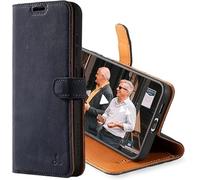 Snakehive Leather Wallet for Samsung Galaxy S25 Edge - Real Leather Wallet Phone Case with Viewing Stand and Card Holder - Flip Folio Cover with Card Slots (Navy)