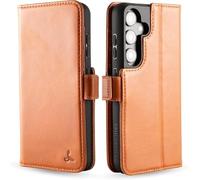 Snakehive Leather Wallet for Samsung Galaxy S25 Edge - Real Leather Wallet Phone Case with Viewing Stand and Card Holder - Side Clasp Flip Folio Cover with Card Slots (Tan)