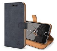 Snakehive Vintage Wallet for Apple iPhone SE 2022/ iPhone SE 2020 || Real Leather Wallet Phone Case || Genuine Leather with Viewing Stand & 3 Card Holder || Flip Folio Cover with Card Slot (Navy)