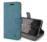 Snakehive Vintage Wallet for Apple iPhone SE 2022/ iPhone SE 2020 || Real Leather Wallet Phone Case || Genuine Leather with Viewing Stand & 3 Card Holder || Flip Folio Cover with Card Slot (Teal)