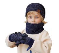 Snakell 3Pcs Kids Winter Hat Scarf Gloves Set Warm Thermal Knitted Cap Neck Warmer Mitten Outdoor Sports Soft Elastic for Children Boys Girls 4-10 Years Winter Warm Accessories, Girls Boys Gifts