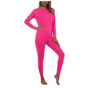 Snakell Thermal Underwear Set for Women UK Soft Crew Neck Long Sleeve Base Layer Top & Leggings Cold Weather Sets Ladies Thermal Underlayer Tops & Bottoms Multifunctional Home for Winter (S) Hot Pink