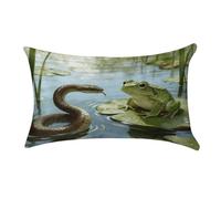 Snakes and Frogs Pillowcase,Elegant Designed Home Decor,Velvet Pillowcase,Soft and Cozy,Pillow Case Cover with Hidden Zipper for Bedroom, Sofa, Couch