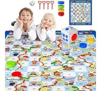 Snakes and Ladders Game for Kids and Adults, Large Foldable Game Board 180x60cm, Family Board Games for 2-4 Players Age 4 5 6+ Indoor Outdoor Travel Game for Children and Families
