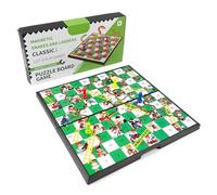 Snakes and Ladders Game for Kids, Folding Board Game Set for 2-4 Players, Travelling Chess Piece Set with Portable Storage Board, Family Fun Game Toys for Kids and Adults