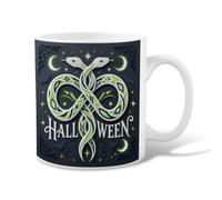 Snakes Ceramic Coffee Mug, Halloween Spooky Cobwebs Moons Halloween Black Novelty Work Drinking Mugs with Handle Ideal for Friends Family Co-worker Lovers Eldership Senior 11 Oz