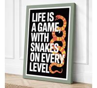 Snakes in the Game Typography Canvas Wall Art Print 36x24 Inch (91 x 61 cm)