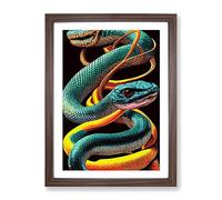 Snakes Intertwined Framed Print | A2 Walnut Framed Wall Art | Ready to Hang | Modern Nature Picture | Living Room Bedroom Lounge Office