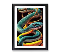 Snakes Intertwined Framed Print | A4 Black Framed Wall Art | Ready to Hang | Modern Nature Picture | Living Room Bedroom Lounge Office