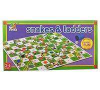 Snakes & Ladders Board Game for Kids & Adults - Classic Family Game for 2-6 Players - Includes Dice, Shaker & 6 Counters - Foldable 35cm x 35cm Board - Snakes and Ladders Board Game for Kids Age 3+
