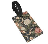 Snakes with Chrysanthemums Peonies Luggage Tags Name Id Label Suitcase Tags, Ideal for Travel Cruise Backpacks Bag