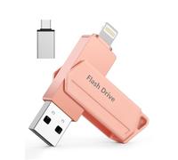 Snakwip 256GB MFi Certified 3 in 1 USB Flash Drive for iPhone/iPad/iOS/Android/Mac/PC - Lightning, Type-C, USB 3.0 - External Memory for iPhone (Pink)