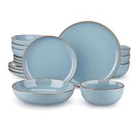 SnamicE 16 Piece Ceramic Tableware Set with Dinner Dessert Soup Plate Bowl for 4 Person Round Dinnerware Set,