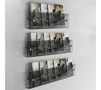 SnamicE 3-Pack Black Brochures Display Rack, Wall Mounted Magazine Literature Storage Stand for Office Home Living Room Doctor's Office Studio, Easy to Install,L 90cm/35.4in