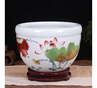 SnamicE Ceramic Flower Pots, Blue and White Porcelain Water Lily Bowl Hydroponic Fish Bowl, Hydroponic Daffodil Plant Pot Chinese Planters Container Home Decor for Decorative,D-37,D-26 * 18cm