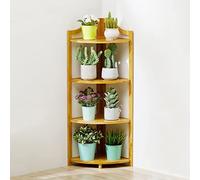 SnamicE Corner Shelf Plant Stand 3/4/5 Tier Multipurpose Shelving Unit for Living Room Home Office and Kitchen Small Industrial Display Rack for Plants,Natural-4 Tier