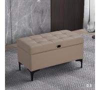 SnamicE Elegant Leather Storage Ottoman with Steel Legs Upholstered Shoe Bench Compact Entryway Storage Chest for Bedroom or Living Room Stylish Footrest and,E-100X40X43cm