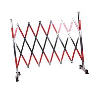 SnamicE Expandable Metal Barricade, Mobile Parking Barrier, Folding Portable Scissor Gate Adjustable Traffic Fence For Hospitals Schools, Easy To Travel,Red+silver-1.2x2.5m