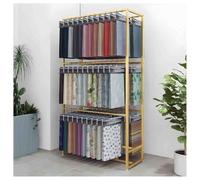 SnamicE Fabric Roll Storage Rack,Fabric Sample Display Rack, Floor Standing Scarf Display Stand, Commercial Exhibition Hall Display Shelves, Metal Organizer,Gold-100x40x180cm