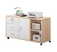 SnamicE Floor Printer Stand with Storage Cabinet, Movable Filing Rack, Modern Bookcase for Office & Living Room,Black