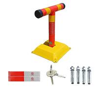 SnamicE Folding T Shape Parking Space Lock Removable Heavy Duty Steel Parking Barrier Spring Collision Avoidance Garage Parking Blocker,