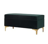 SnamicE Foot Stool Lift Top for Living Room,Rectangular Velvet Storage Ottoman,Entryway Bench,Luxurious Upholstered Storage Bench,Cozy Plush End of Bed Bench,Dark Green-100x43x45cm