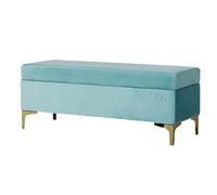 SnamicE Foot Stool Lift Top for Living Room,Rectangular Velvet Storage Ottoman,Entryway Bench,Luxurious Upholstered Storage Bench,Cozy Plush End of Bed Bench,Blue-80x43x45cm