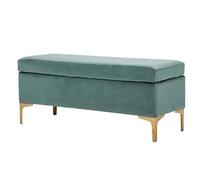 SnamicE Foot Stool Lift Top for Living Room,Rectangular Velvet Storage Ottoman,Entryway Bench,Luxurious Upholstered Storage Bench,Cozy Plush End of Bed Bench,Light Green-100x43x45cm