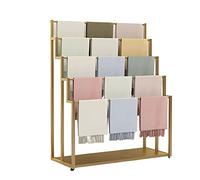 SnamicE Large Scarf Rack Display Stand on Wheels, 150cm Tall Floor Standing Metal Scarf Multi-Purpose Holder Organizer for Shawl/Belts/Ties/Pants/Cloths,Gold-Length 60cm/23.6in