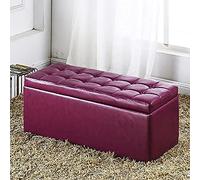 SnamicE Modern Solid Wood Storage Ottoman Bench Thick Padded Faux Leather Footrest Decorative Bed End Seat Multi-Functional Toy Chest Stylish Furniture for Living Roo,Purple-100x40x40cm(39x16x16inch)