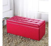 SnamicE Modern Solid Wood Storage Ottoman Bench Thick Padded Faux Leather Footrest Decorative Bed End Seat Multi-Functional Toy Chest Stylish Furniture for Living Roo,Pink-60x40x40cm(24x16x16inch)
