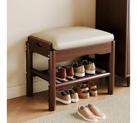 SnamicE Ottoman Bench Solid Wood Bench Shoe Storage Racks with Cushion,Entry Way Ottoman Storage Bench Upholstered Stool Easy Assembly,Storage Organizer Bench,Walnut-45cm