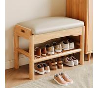 SnamicE Ottoman Bench Solid Wood Bench Shoe Storage Racks with Cushion,Entry Way Ottoman Storage Bench Upholstered Stool Easy Assembly,Storage Organizer Bench,Original Wood-60cm
