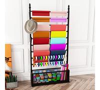 SnamicE Ribbon Organizer Storage Display for Craft Room/Retail Stores, Floor-standing Wrapping Paper Rack Holder Large Capacity,Black-70x35x180cm