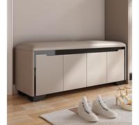 SnamicE Storage benches Entryway Shoe Storage Bench with Cushion and Adjustable Cubby Seat Small Shoe Rack Bench for Bedroom Living Room Hallway Closet End of Bed,Brown Black-120x35x48cm